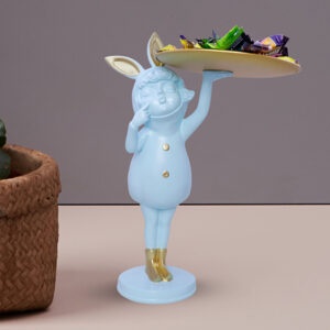 13-Inch Decorative White Bunny Tray Stand - Modern Candy & Snack Holder