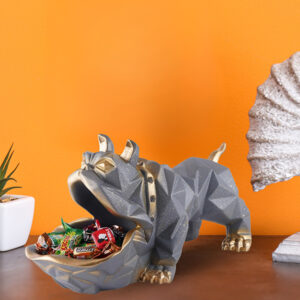 10-Inch Geometric Bulldog Candy Holder - Modern Decorative Snack Tray