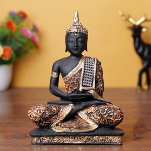 Buddha Idol in Orange & Gold – 16cm