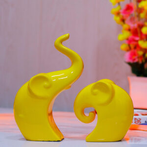 Charming Elephant Showpiece for ome Decor - (Yellow) 9 inch