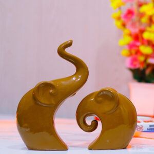 Charming Elephant Showpiece for ome Decor - (Brown) 9 inch