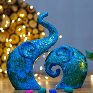 Charming Elephant Showpiece for Home Decor - (Blue) 9 inch