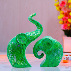 Charming Elephant Showpiece for Home Decor - (Green) 9 inch