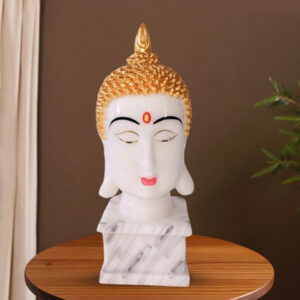 Buddha Face Spiritual Marble Sculpture for Home -15 Inch