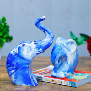Charming Elephant Showpiece for Home Decor - (Blue Marble) 9 inch