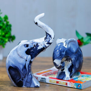 Charming Elephant Showpiece for Home Decor - (Grey Marble) 9 inch