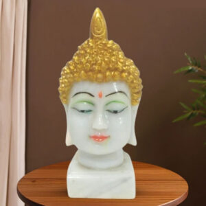 Meditating Buddha Face Spiritual Marble Sculpture for Home -8 Inch