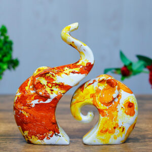 Charming Elephant Showpiece for Home Decor - (Mustard) 9 inch