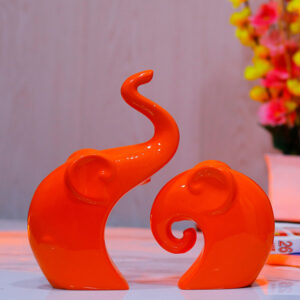 Charming Elephant Showpiece for ome Decor - (Orange) 9 inch