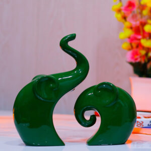 Charming Elephant Showpiece for ome Decor - (Green) 9 inch