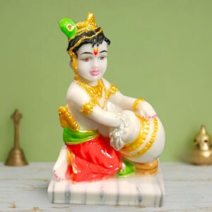 Bal Krishna Makhan Chor idol showpiece for home decor (Marble) – 9 inch