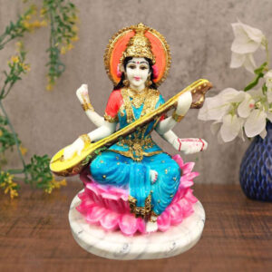 Goddess Maa Saraswati Idol Marble Statue for Home & Office - 15 inch
