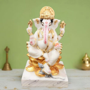 Lord Ganesha Idol Murti for Home & Office (Marble) - 10 Inch