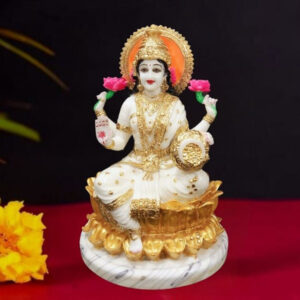 The idol of Goddess Maa Laxmi is a stunning representation of prosperity and wealth (Marble) - 15 Inch