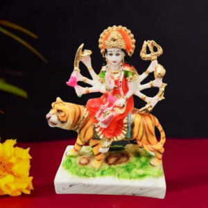 The idol of Maa Durga serves as an extraordinary symbol of prosperity (Marble) - 8 inch