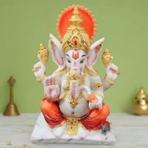 Lord Ganesh idol showpiece for home and office (Marble) -15 inch