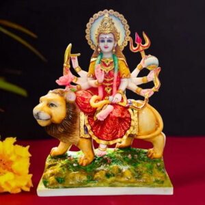 The idol of Maa Durga serves as an extraordinary symbol of prosperity. (Marble) - 15 inch