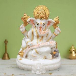 Lord Ganesh idol showpiece for home and office (Marble) -15 inch