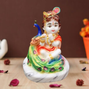 Bal Krishna Makhan Chor idol showpiece for home decor (Marble) – 7 inch