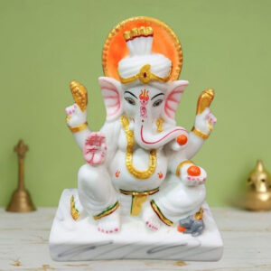 Lord Ganesh idol showpiece for home and office (Marble) -8 inch