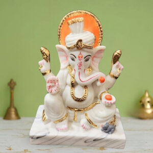 Lord Ganesha Idol Murti for Home & Office (Marble) - 8 Inch