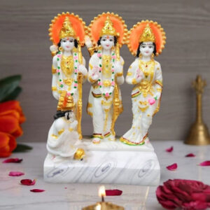 Exquisite Ram Darbar Marble Idol Showpiece for Home Decor (Marble)– 10 Inch