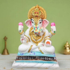 Lord Ganesh idol showpiece for home and office (Marble) -15 inch