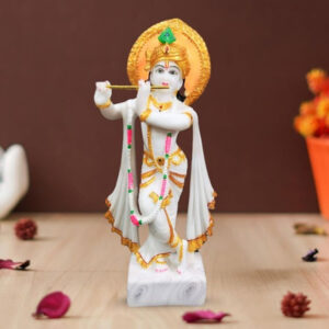 Lord Krishna idol showpiece for home decor (Marble) - 15 inch