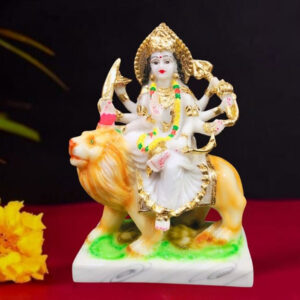 The idol of Maa Durga serves as an extraordinary symbol of prosperity (Marble) - 8 inch
