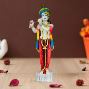 Standing Lord Krishna idol showpiece for home decor (Marble) - 30 inch