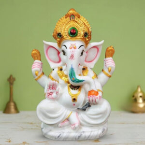 Lord Ganesh idol showpiece for home and office (Marble) -15 inch