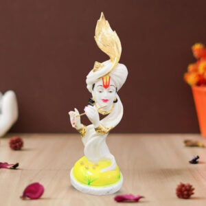 Lord Krishna idol showpiece for home decor (Marble with Golden Foil) – 20 inch
