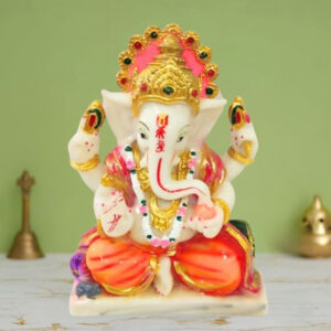 Lord Ganesh idol showpiece for home and office (Marble) -8 inch