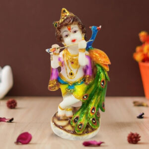 Lord Krishna idol showpiece for home decor (Marble) – 6 inch