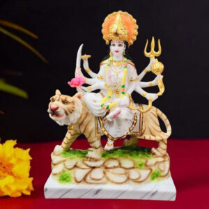 The idol of Maa Durga serves as an extraordinary symbol of prosperity. (Marble) - 18 inch
