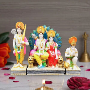 Exquisite Ram Darbar Marble Idol Showpiece for Home Decor (Marble)– 12 Inch