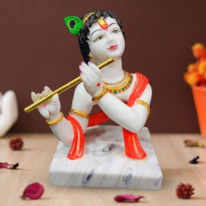 Lord Krishna idol showpiece for home decor (Marble) - 12 inch