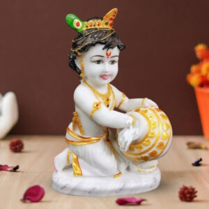 Bal Krishna Makhan Chor idol showpiece for home decor (Marble) – 15 inch