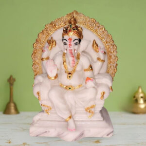 Lord Ganesh idol showpiece for home and office (Marble super gold) -12 inch