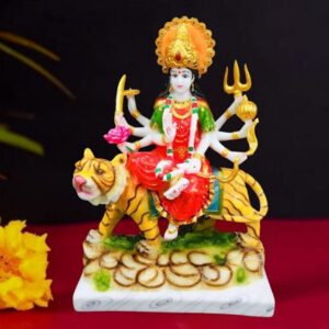 The idol of Maa Durga serves as an extraordinary symbol of prosperity. (Marble) - 18 inch
