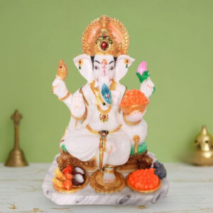 Lord Ganesh idol showpiece for home and office (Marble colour ) -15 inch