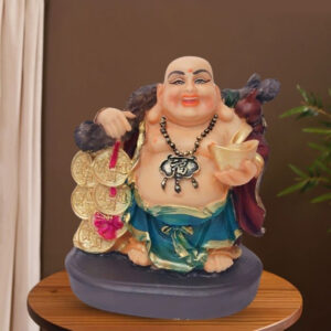 Colorful Laughing Buddha Statue for Prosperity & Luck (Polyresin) - 10 Inch
