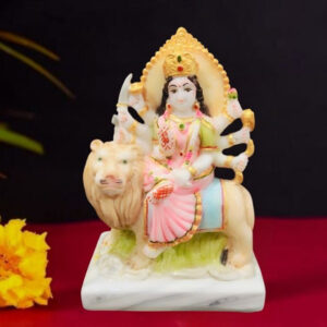 The idol of Maa Durga serves as an extraordinary symbol of prosperity. (Marble) - 6 inch