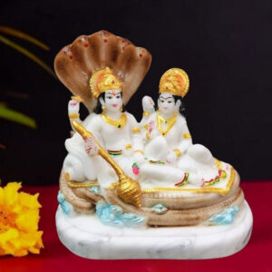Sheshnag Vishnu Lakshmi Idol Showpiece for home & office (Marble) - 8 inch