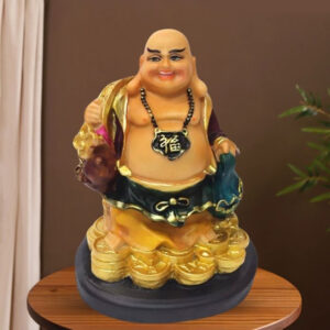 Colorful Laughing Buddha Statue for Prosperity & Luck (Polyresin) - 10 Inch