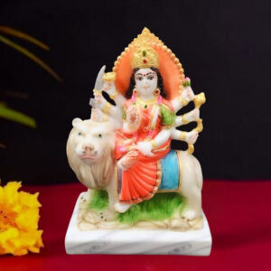 The idol of Maa Durga serves as an extraordinary symbol of prosperity (Marble) - 6 inch