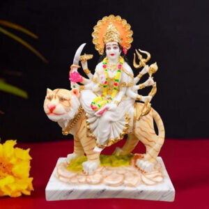 The idol of Maa Durga serves as an extraordinary symbol of prosperity. (Marble) - 24 inch