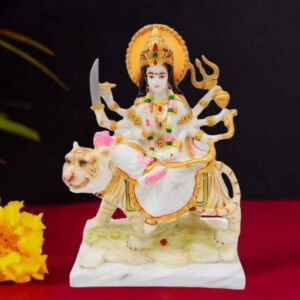 The idol of Maa Durga serves as an extraordinary symbol of prosperity. (Marble) -12 inch
