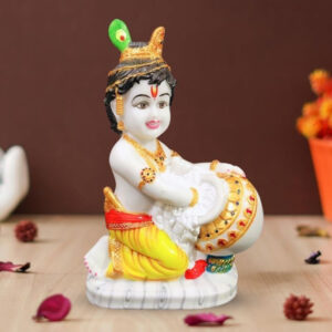 Bal Krishna Makhan Chor idol showpiece for home decor (Marble) – 12 inch