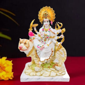 The idol of Maa Durga serves as an extraordinary symbol of prosperity. (Marble) - 24 inch